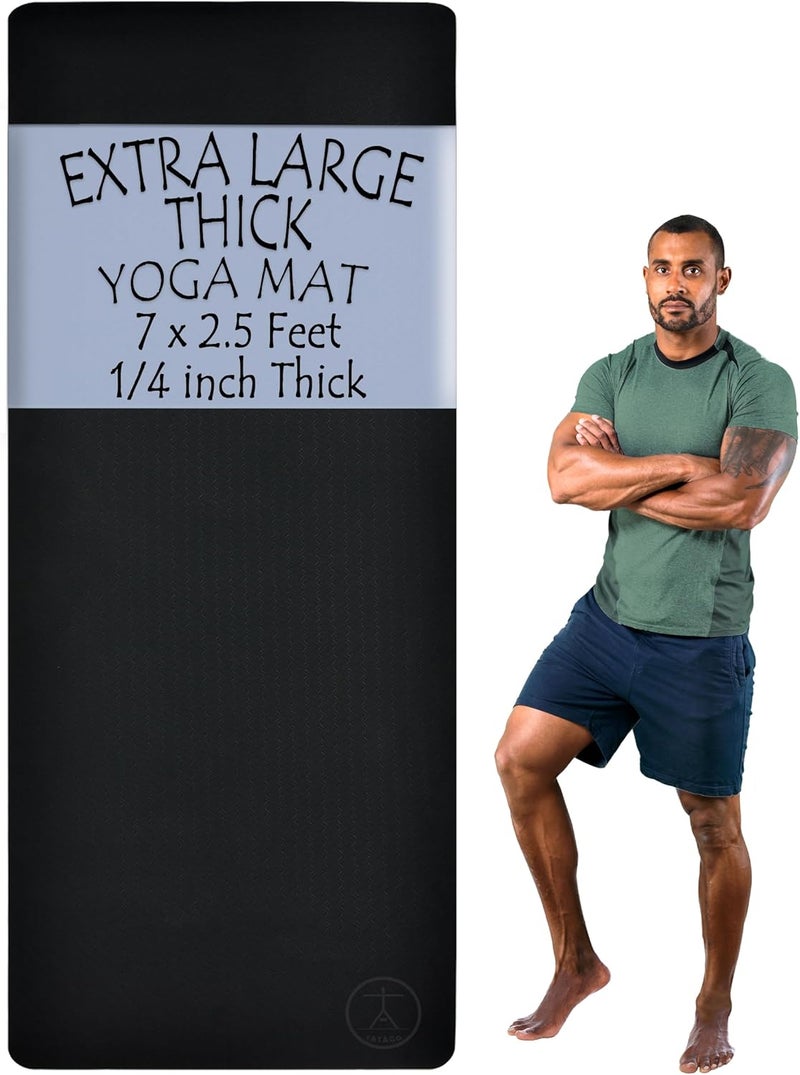 Tatago حصيرة يوغا سميكة إضافية واسعة و XL - حصيرة يوغا سميكة إضافية بحجم 10 مم، واسعة وطويلة لتوفير cushioning شامل للمفاصل. حصيرة تمرين كبيرة سميكة ومثالية لتمارين المنزل أو الاستوديو. - Image 1